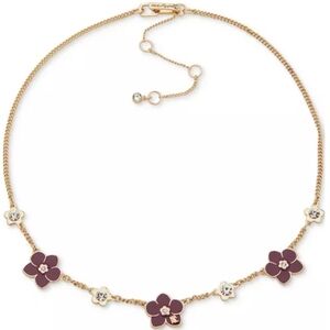 Karl Lagerfeld Paris Crystal Floral Enamel Necklace NWT